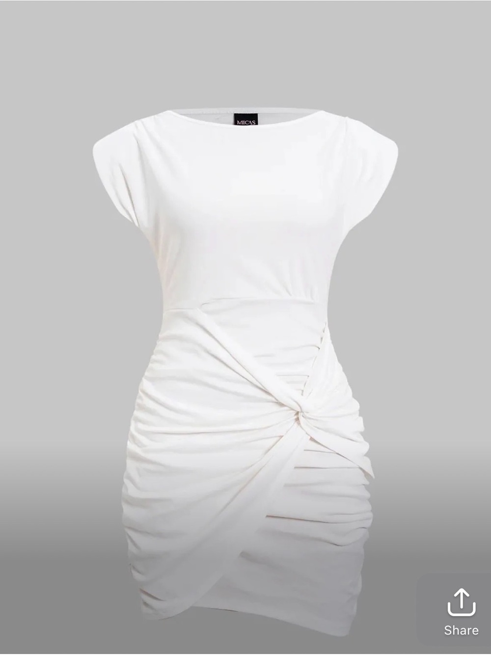 White Knot-Detail Sheath Dress by Commense